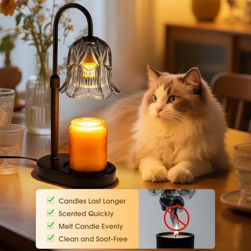 Candle Warmer Lamp Adjustable Timer Electric－ Gray Flower Shaped Wax Melting Lamp - Image 6