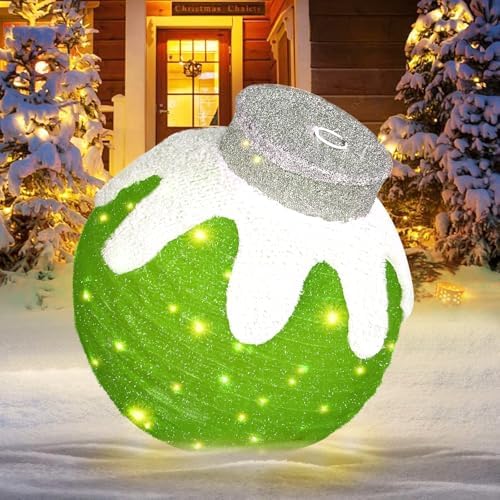 Outdoor Christmas Ornaments, Lighted Pop-Up Holiday Ball Decoration with 80 LED Lights, 8 Light Functions, Lighted Collapsible Christmas Outdoor Decorations for Yard, Patio, Home by TNGAN