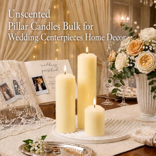 Pillar Candles Ivory Bulk 2x3 2x6 2x8inch Unscented Tall Candle 24Set - Image 7