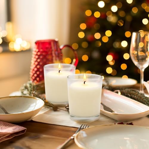 12 Packs White Votive Candles with Clear Glass Holder - Image 3