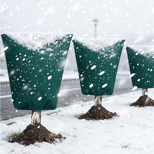6 Pack Plant Covers Freeze Protection, Mixed Sizes 24''×32'', 32’’×47’’, 47''×71'' Frost Cloth with Zipper Drawstring, Reusable for Shrub Tree Potted Plants Winter Cold Weather(Green) - Image 4