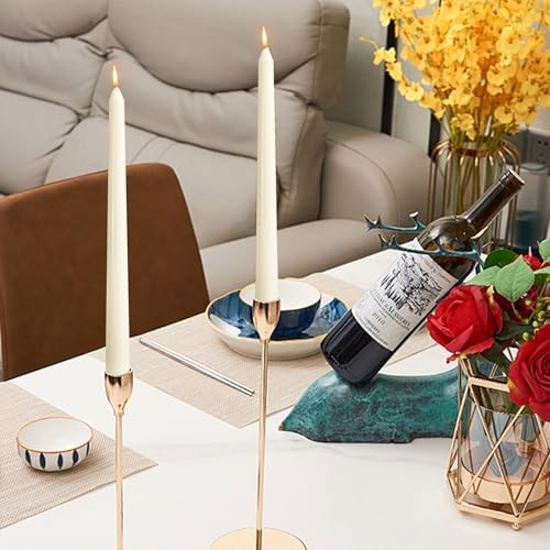 OSHINE Ivory 10 Inch Taper Candles - 12 Pack Long Taper Candle Dripless Unscented Smokeless & Emergency 7-8 Hours Long Burning Tall Candlesticks Ideal for Weddings, Dinner Party, Easter - Image 3