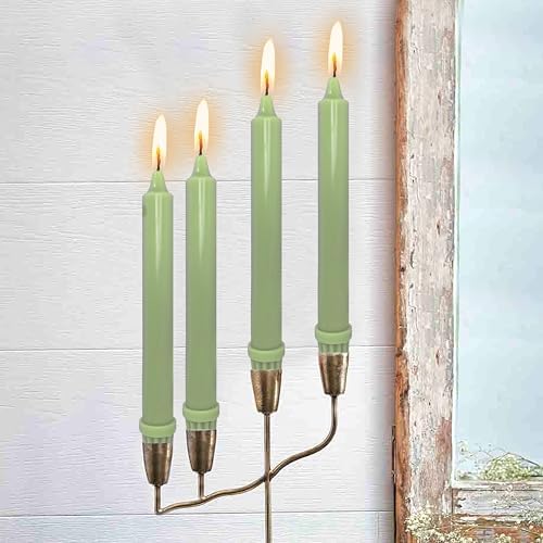 NJAO HOO Light Green Candlesticks 8 Inch Unscented Taper Candle Dripless Handmade Colored Candles for Home Decor Dinner Table Kitchen and Bedroom, 4 Pack - Image 6