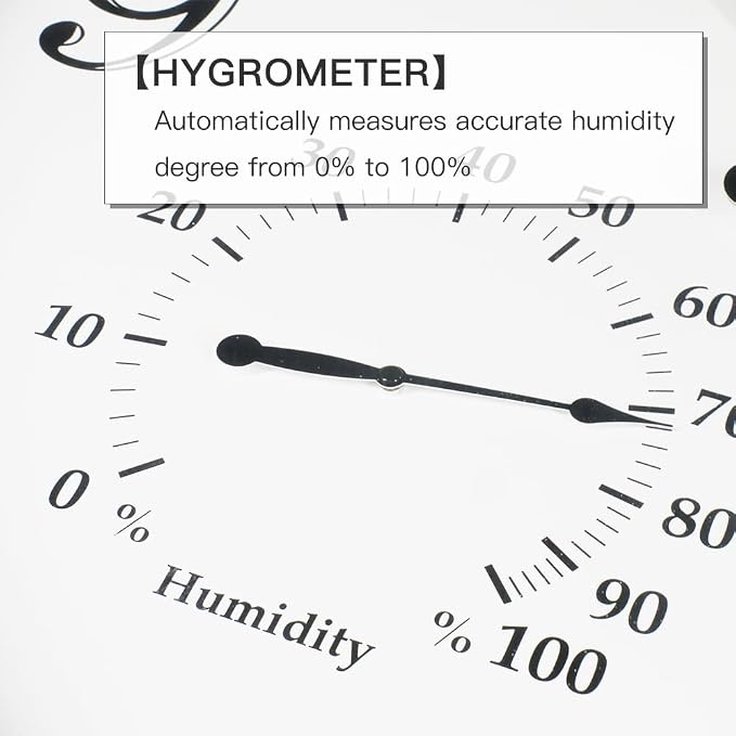 BESTIME MT-33 23-Inch Three-in-one Metal Wall Clock.Indoor,Outdoor,Thermometer,Hygrometer,Weather Resistant,Garden,Lanai.