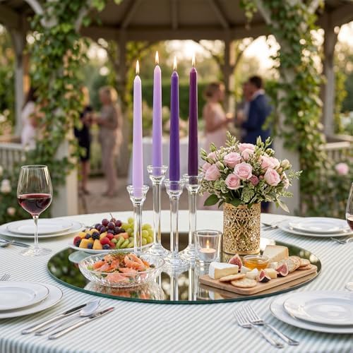MTLEE 32 Pcs 10 Inch Long Taper Candle Stick Smokeless, Gradient Purple - Image 5