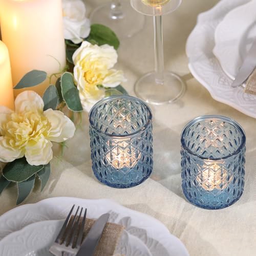 8 Pcs Large Votive Candle Holders Blue Tea Light Candle Holders - Image 4
