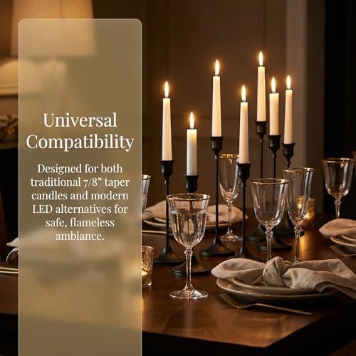 4 Sets(12 Pcs) Black Tapered Candle Holder,Candlestick Tall Metal Candlestick Holders for Table Centerpiece Home Decor for Wedding Fireplace Mantel Housewarming Gift Fits 3/4 Inch Thick Candles - Image 6