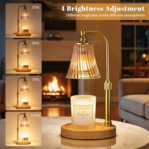 Amber Candle Warmer Lamp with Timer Dimmable,Birthday Gifts for Women Mom,Adjustable Height Wax Melt Warmer for Jar Candles,House Warming Gifts New Home,Ideal for Office,Dorm,Bedroom Home Decor - Image 3