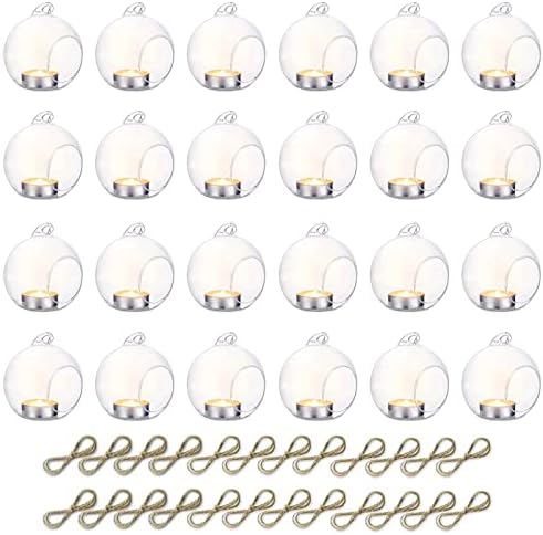 NUPTIO Hanging Glass Candle Holders, Set of 24 Globe Tealight Holders by Nuptio