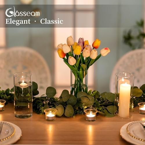 Glasseam Glass Cylinder Vase for Centerpiece, 12Pcs Small Clear Flower Vase - Image 5