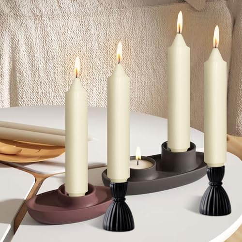 NJAO HOO Ivory Short Taper Candle 7 Inch Candlesticks Unscented Dripless Tapered Candle Set for Home Decor Wedding Party Dinner Candles, 4 Pack - Image 4