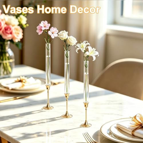 CGBE Glass Bud Vases for Flowers: 7.9" Base Vase for Taper Candle Holders - Image 7