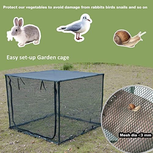 Square 4'x4' Netting Cover 3.3FT Tall Crop Cage Pest Guard Cover for Vegetables Fruits Durable Plant Garden Net with 4 Stakes - Image 5
