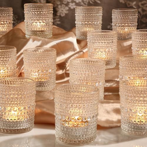 12 Pack Clear Votive Candle Holders,Glass Tea Light Candle Holder by Capaniel
