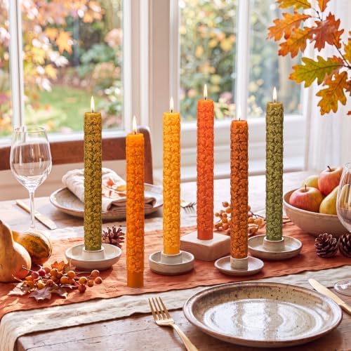 Conelist 6 Pcs Fall 3D Maple Leaf Taper Candles 8.5 Inch Autumn Colorful Decorative Scented Candles Fall Home Table Centerpiece Decorations for Thanksgiving Harvest Halloween Party Decor (6 Colors) - Image 4