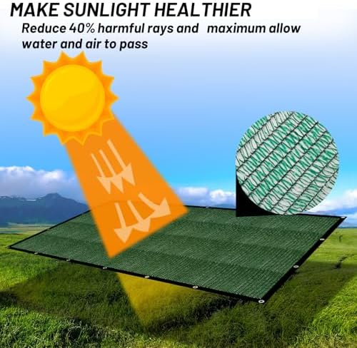 Sun Shade Cloth with Grommets for Garden, 40% 20x30ft, Dark Green - Image 2