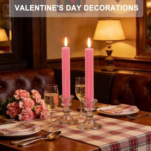 Lacaser Natural Beeswax Taper Candles Bulk Set,9" Long Candlesticks, Dripless & Unscented, 4 Hour Burn Time, Light Pink, 12 Pack - Image 5
