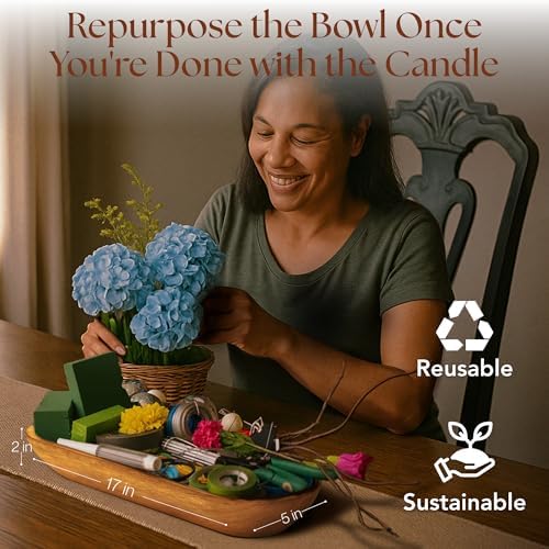 Dough Bowl Candle Co. Warm Cinnamon Buns Soy Candle - 6 Wick Rustic Farmhouse Coffee Table Decor, Odor Eliminator in Wooden Bowls, 32 Oz Wooden Dough Bowl Candle, All-Natural Gifts for Women and Men - Image 6