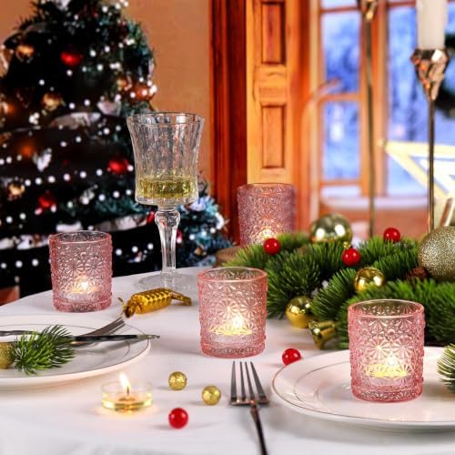 Lanttu 12 Pcs Pink Votive Candle Holders 2.2ʺ*2.6ʺ Tealight Candle Holders - Image 4