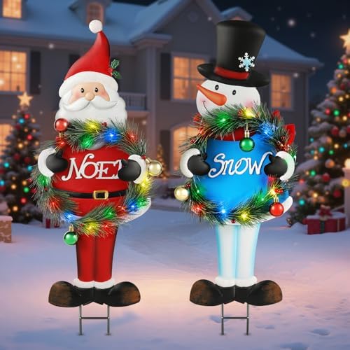 Lewondr 2 PCS Christmas Decororations Outdoor with Led Light by Lewondr