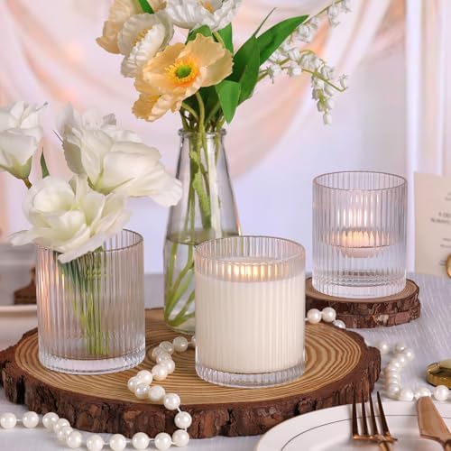 Clear Candle Jars with Lids, 8-Pack 12oz Ribbed Glass Candle Containers - Image 6