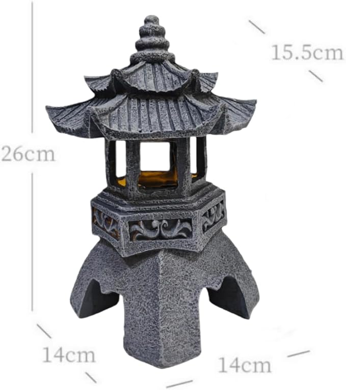 Solar Pagoda Lantern Garden Statue: Japanese Zen Lantern Garden Decor-LED Figurine Lamp Pagoda Statue Figurine for Home Table Outdoor Decor
