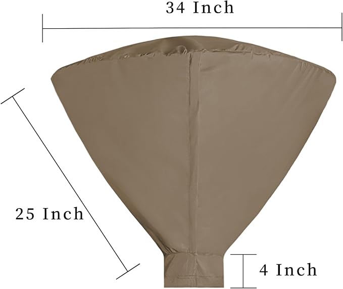 Easy-Going Patio Heater Head Cover with Zipper and Storage Bag, Waterproof Outdoor Round 34"D Heater Cover Top for Standing Heat, Dustproof, UV-Resistant, Camel