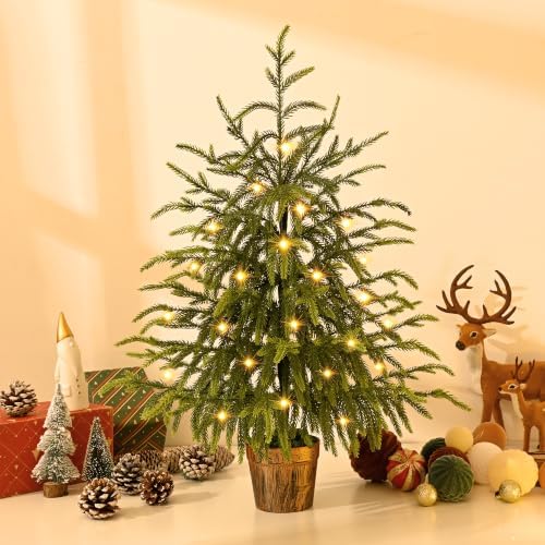 BLEUM CADE 2FT Small Norfolk Pine Tree with Lights, Tabletop Christmas Tree - Image 2