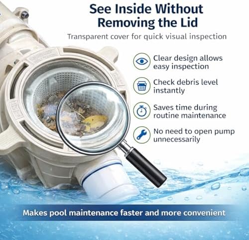 357151 Clear Pump Lid with O-Ring – Compatible Replacement for WhisperFlo & IntelliFlo Pool Pumps – See-Through Strainer Cover
