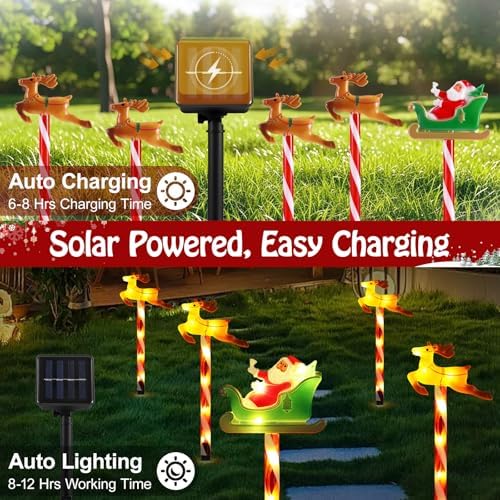 Lewondr 5 Pack Solar Christmas Pathway Lights Outdoor with 2 Lighting Modes - Image 2