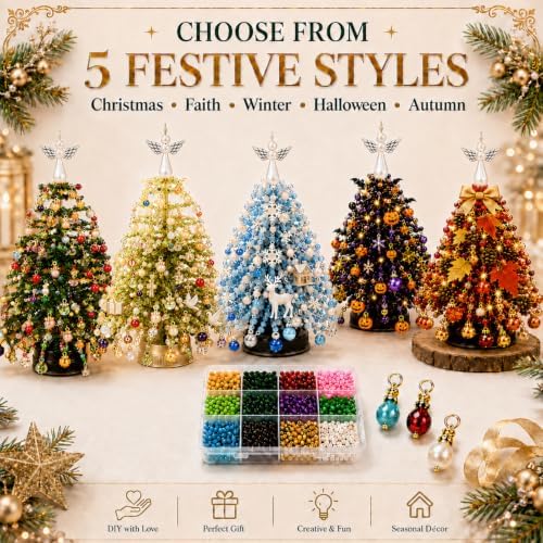 2027Upgraded DIY Beaded Christmas Tree Kit,Handmade Mini Desk Xmas Bead Art - Image 6