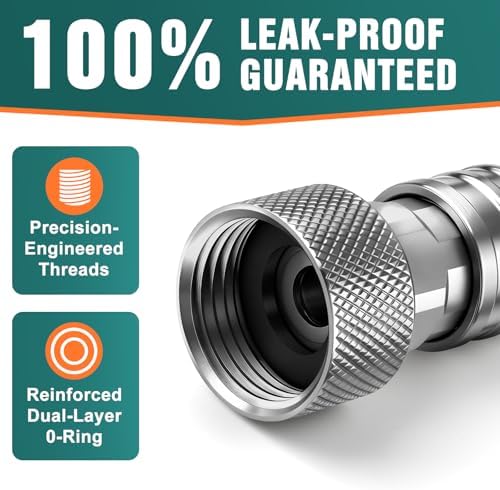 Pressure Washer Adapter 3/4" GHT to 1/4" Quick Connect, Single-Pack Stainless Steel Garden Hose Adapter with Zero-Leak O-Ring & Non-Slip Knurled Grip for Car Wash, Foam Cannon, Patio Cleaning - Image 2