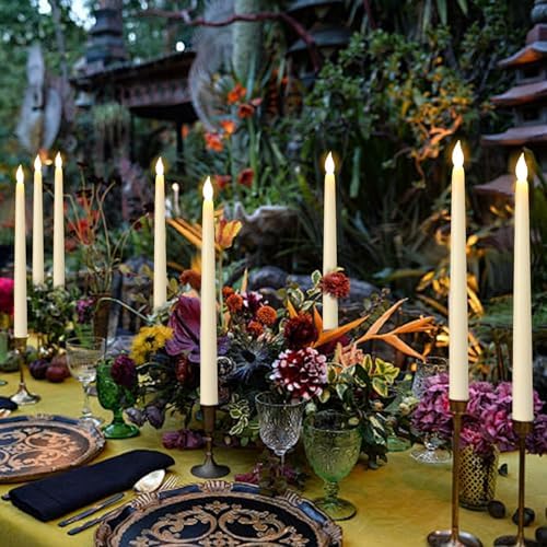 GenSwin 26 Pcs Flameless Taper Candles with 3D Wick, LED Taper Candles Battery Operated, Flameless Battery Candlesticks for Home Party Wedding Christmas Decor(Ivory, 0.78”x10.8”) - Image 3