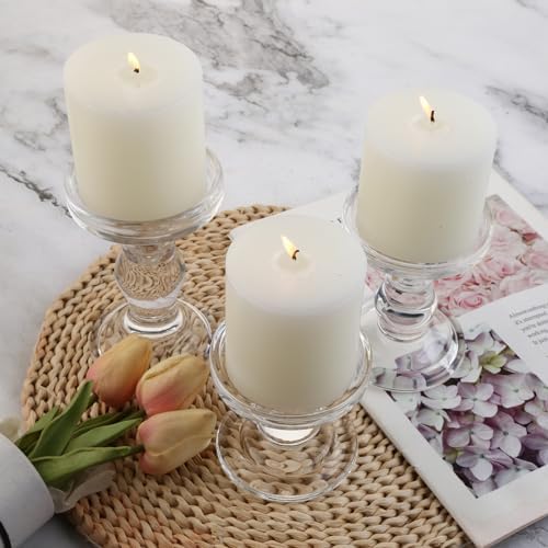 3-Piece Set of Glass Candlestick, Crystal Candlestick Holder Holder and Conical Candle, Christmas Candle Holder Decoration, Family Living Room Wedding Candle Holder (Clear) - Image 6