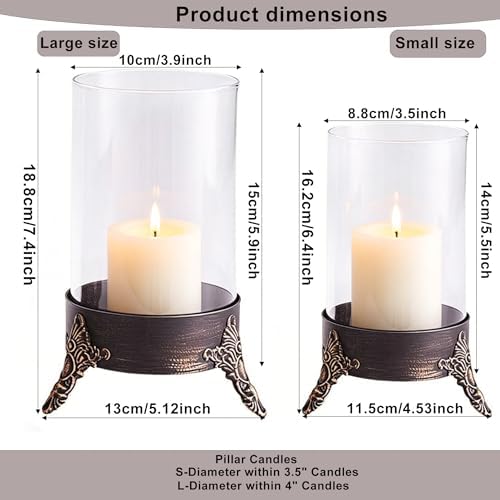 Set of 2 Hurricane Candle Holders, Metal Holders for Pillar Candles - Image 2