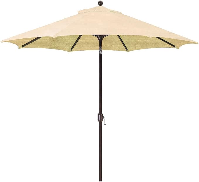 Galtech Deluxe Auto Tilt Market Umbrella, 11ft - Outdoor Patio, Deck, Pool, Backyard Stand Alone Umbrella - Octagon, Heavy Duty w/Bronze Frame & Sunbrella Fabric (Antique Beige)