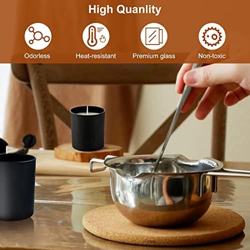 CONNOO 15 Pack 7 OZ Matte Black Candle Jars with Bamboo Lids - Image 4