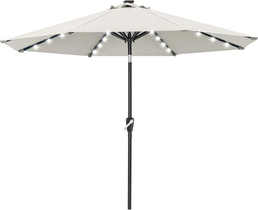 ABCCANOPY 10FT Durable Solar Led Patio Umbrellas with 32LED Lights (Light Beige)
