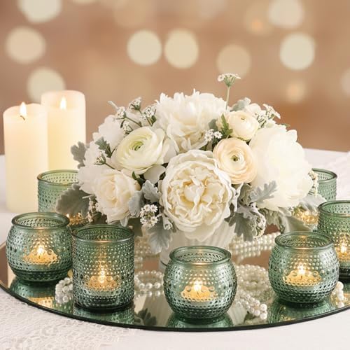 16 Pcs Green Candle Holder for Wedding Table Decor-Green Votive Candle Holders for Rustic Wedding Centerpieces, Bridal Shower Decor, Tea Party Decorations - Image 4