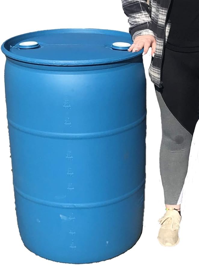 55-Gallon Water Storage Barrel, BPA Free, Emergency Water Supply - Eco Friendly - Made in USA (Blue)