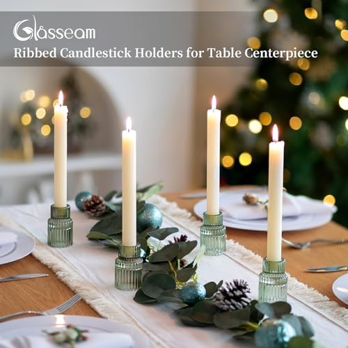 Glasseam Glass Candlestick Holders Bulk: 10 Pcs Vintage Green for Christmas - Image 2
