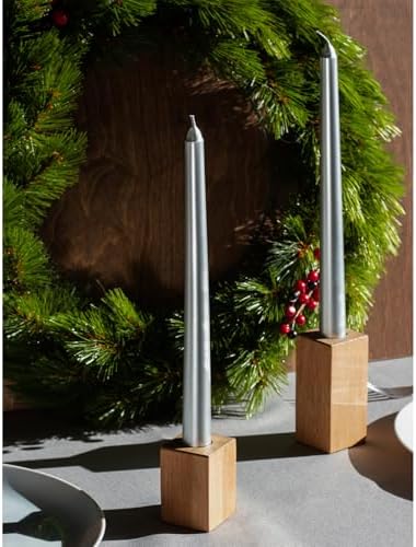 CANDWAX 10 inch Silver Taper Candles Set of 12 - Ideal for Christmas Eve Party - Dripless, Long Burning and Fragrance-Free - Silver - Image 5