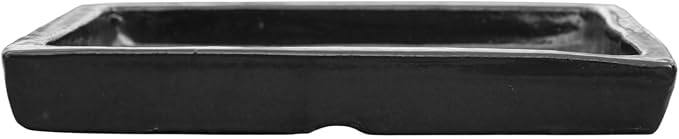 13.5 Inch Plant Saucer (Ceramic) - Square Black Flower Pot Tray - Handcrafted, Durable Planter Base