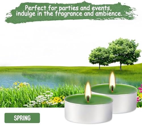 100 Pack Scented Tealight Candles 4 Hours, Spring Aromatherapy Candles for Votive Home, Wedding Holiday and Emergency (Dark Green) - Image 4