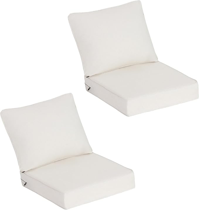 24"x27.5" Outdoor Deep Seat Patio Cushions Set of 2, Deep Seat Bottom Resilient Foam Filling Water-Resistant Stain-Resistant UV Resistant Weather Resistant with YKK Zippers, Almond