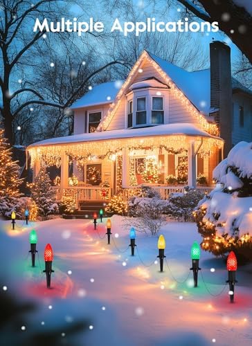 Brightown Solar C9 LED Christmas Lights - 50Ft, 40 Faceted Bulbs, Waterproof Multicolor Pathway Light for Outdoor House Decorations - Image 3