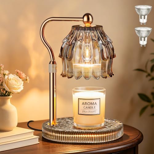 Candle Warmer Lamp with Timer Dimmer, Wax Melts Glass Lamp for Gift, Grey by Qimh