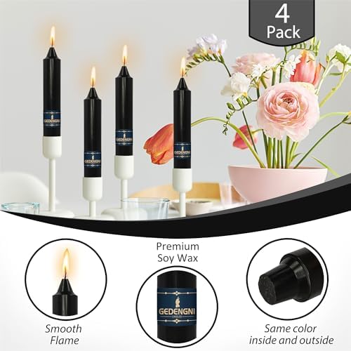 Black Taper Candle Dripless Candlesticks - Gedengni 4pcs Unscented Candles Long Candle Sticks 7inches Halloween Tapered Candles for Home Party Wedding Restaurant Holiday Decor,18D-Black - Image 6