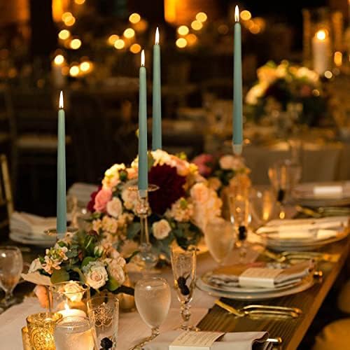 Green Taper Candle 10 inch - Set of 4 Tapered Candles Ideal as Dinner Candles - Cedar Scented Taper Candles Smokeless Long Burning Tall Candlesticks - Image 6