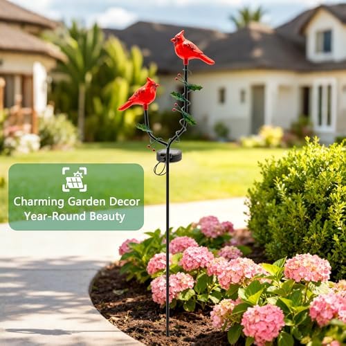 Cardinal Solar Lights Outdoor, Red Cardinal Memorial Garden Decor - Image 2